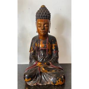 Important Buddha - Lacquered Wood - Vietnam - 18th Century