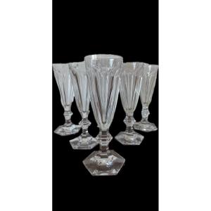 Suite Of 6 Flutes - Baccarat - France - 20th Century