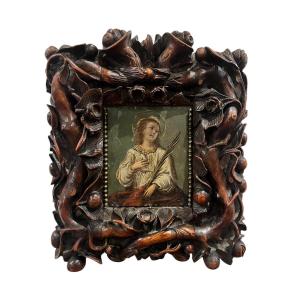 Painting - Oil On Copper - Saint Catherine - 17th Century 