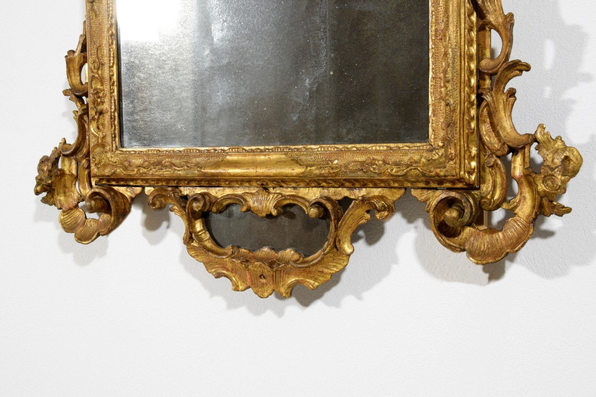 18th Century, Venetian Baroque Carved Giltwood Mirror-photo-2