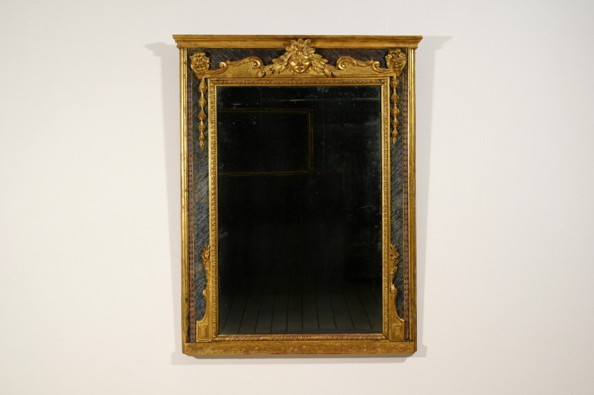 Miroir Baroque En Bois Sculpté Et Doré, Italie, XVIIIe Siècle Louis XIV-photo-3