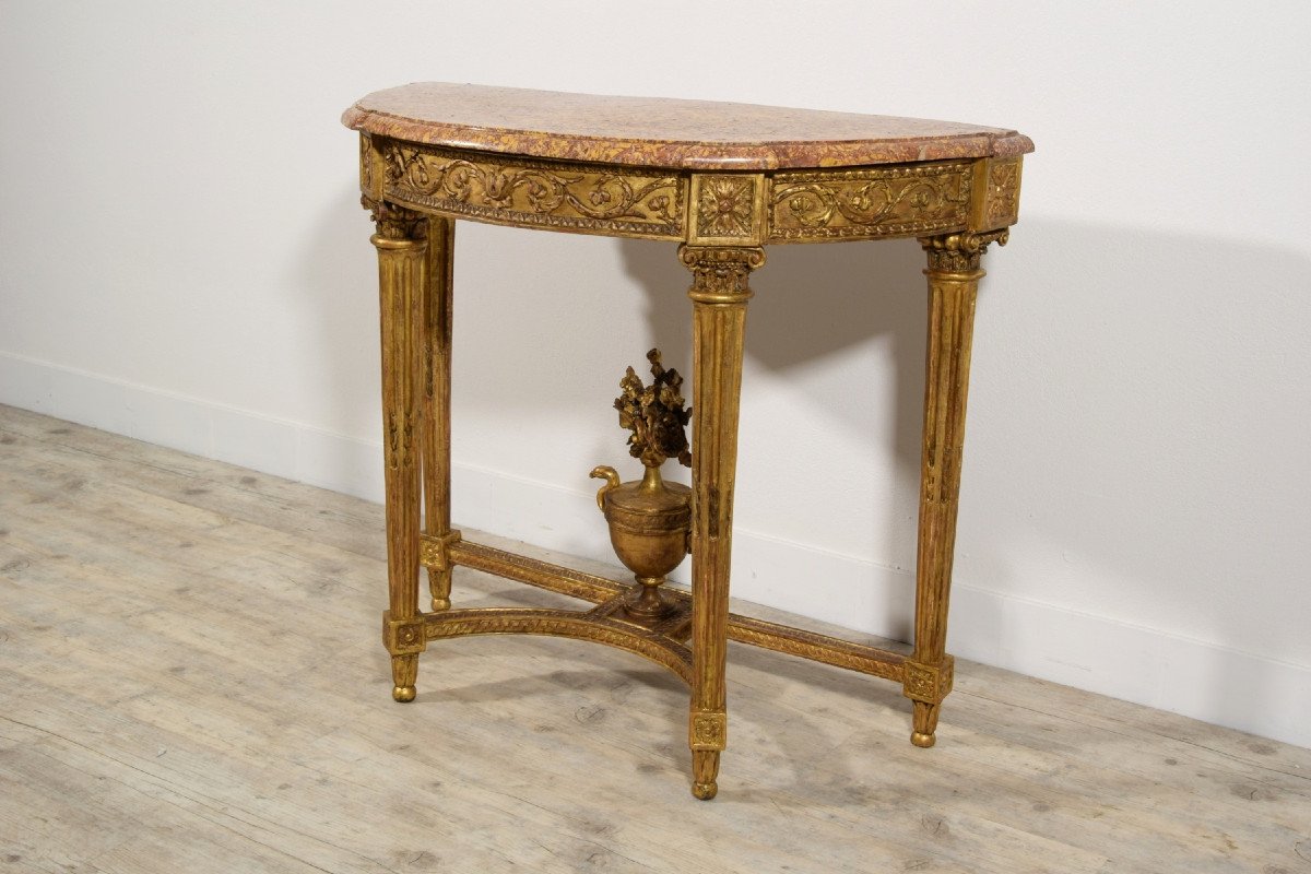 18th Century, French Louis XVI Carved Giltwood Console  -photo-3