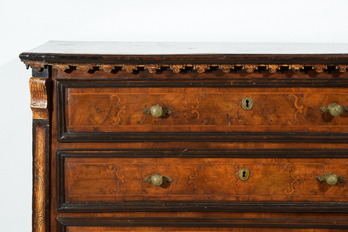  Baroque Chest Of Drawers In Walnut Inlaid, Lombardy, Late Seventeenth Century-photo-4