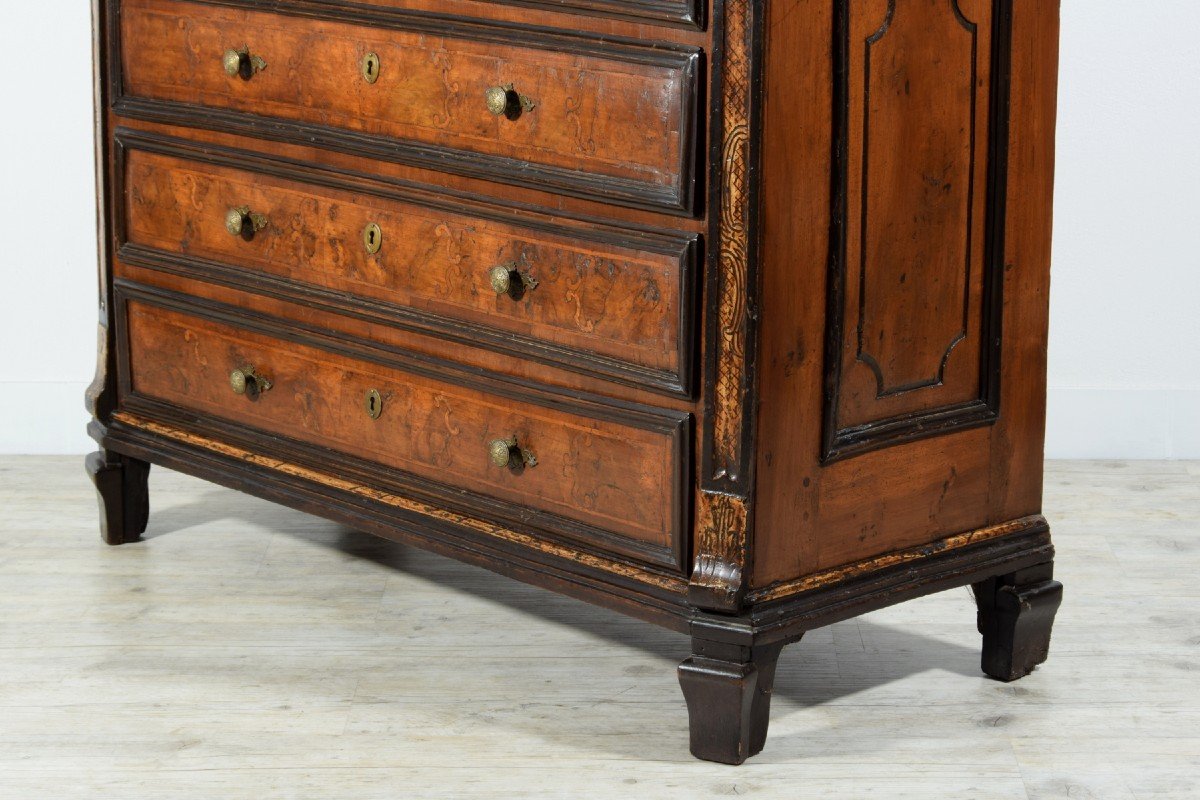  Baroque Chest Of Drawers In Walnut Inlaid, Lombardy, Late Seventeenth Century-photo-1