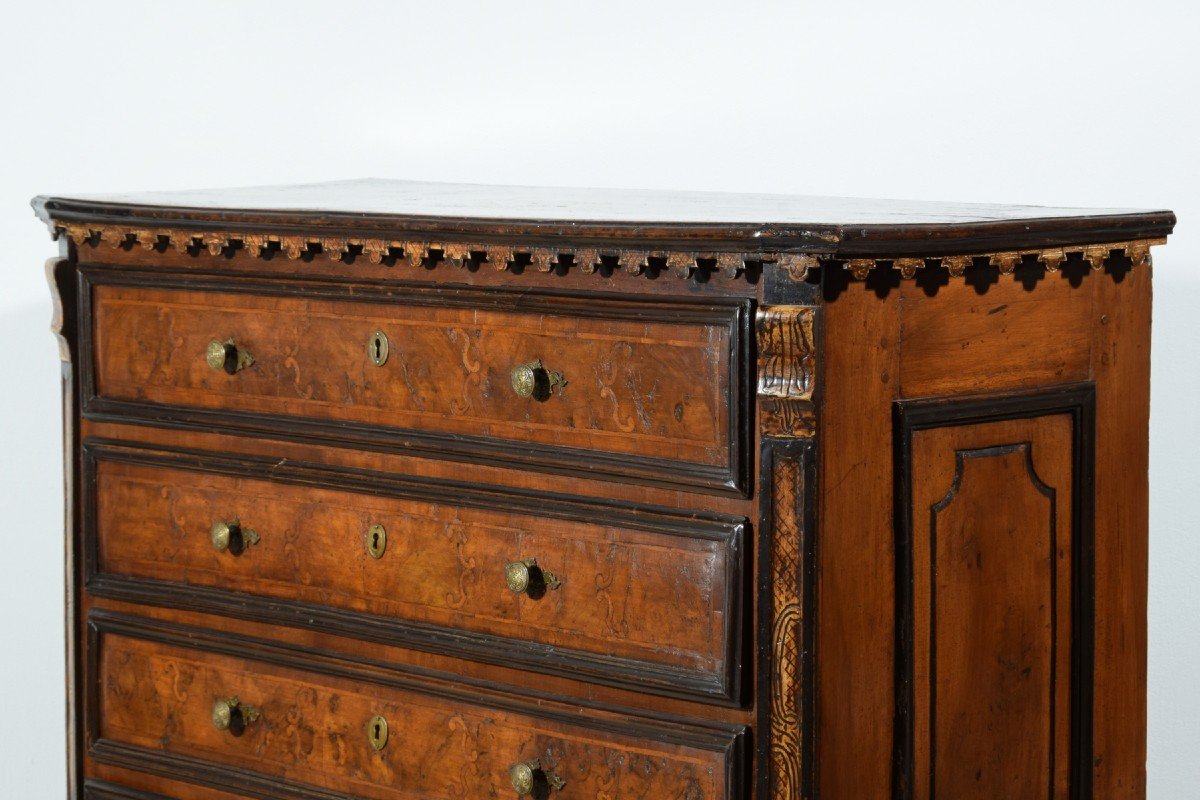  Baroque Chest Of Drawers In Walnut Inlaid, Lombardy, Late Seventeenth Century-photo-2