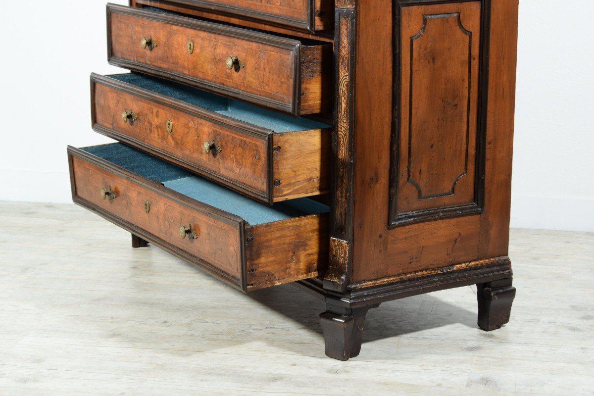  Baroque Chest Of Drawers In Walnut Inlaid, Lombardy, Late Seventeenth Century-photo-3