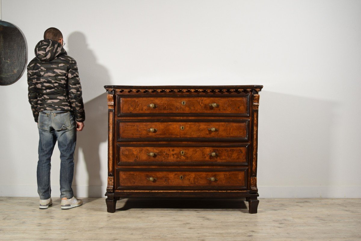  Baroque Chest Of Drawers In Walnut Inlaid, Lombardy, Late Seventeenth Century-photo-6