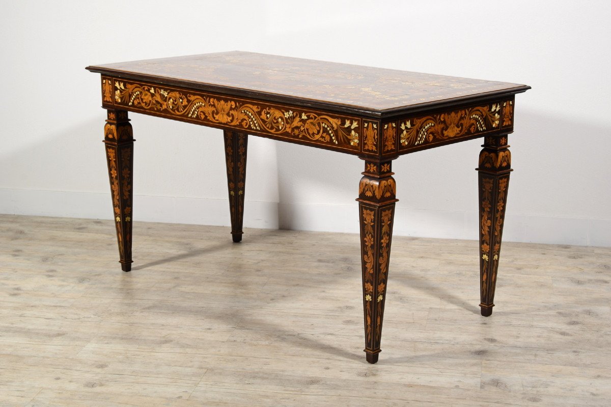 19th Century, Italian Inlaid Wood Centre Table By Luigi And Angiolo Falcini-photo-2