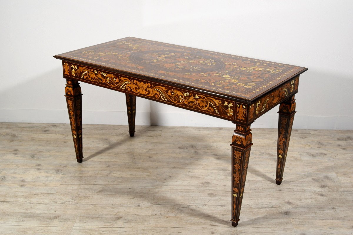 19th Century, Italian Inlaid Wood Centre Table By Luigi And Angiolo Falcini-photo-3