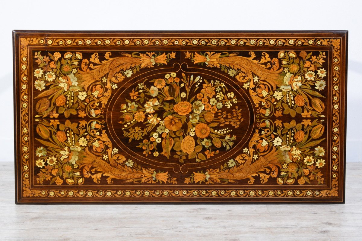 19th Century, Italian Inlaid Wood Centre Table By Luigi And Angiolo Falcini-photo-4