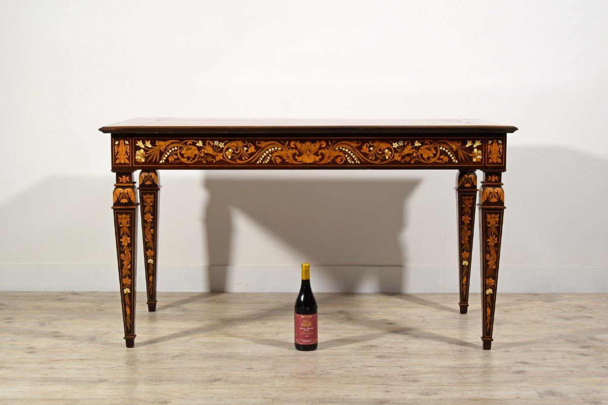 19th Century, Italian Inlaid Wood Centre Table By Luigi And Angiolo Falcini-photo-1