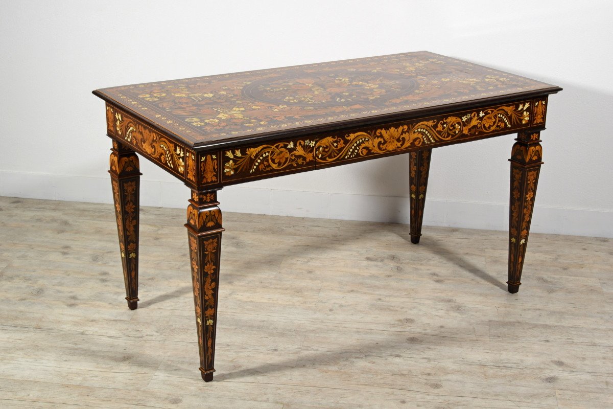 19th Century, Italian Inlaid Wood Centre Table By Luigi And Angiolo Falcini-photo-2