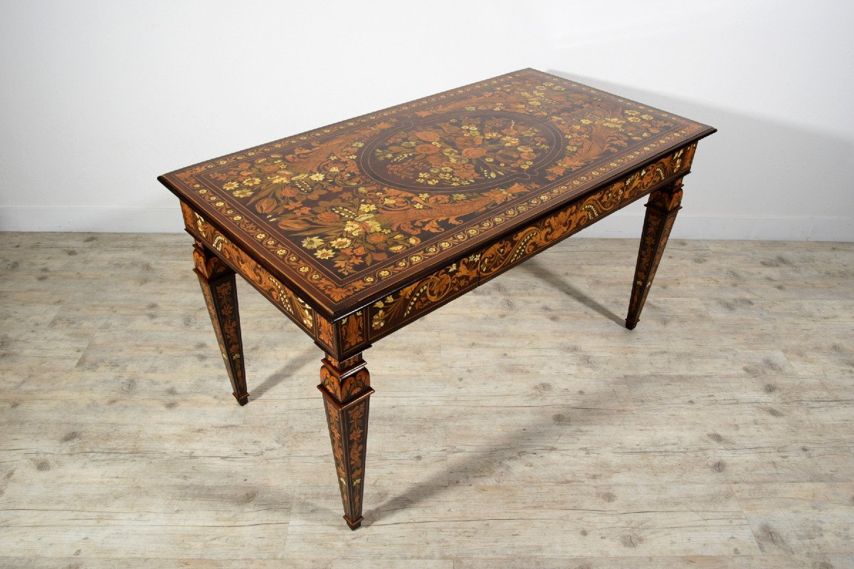 19th Century, Italian Inlaid Wood Centre Table By Luigi And Angiolo Falcini-photo-4