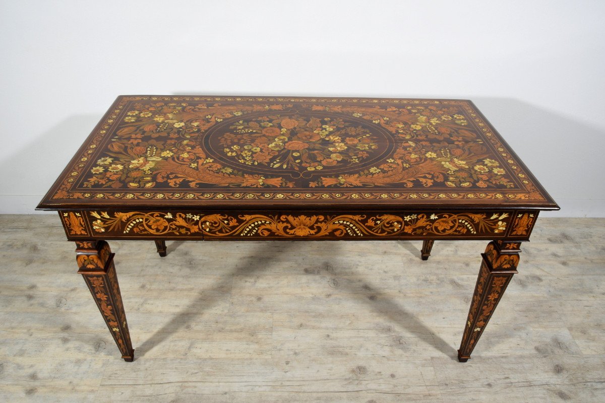 19th Century, Italian Inlaid Wood Centre Table By Luigi And Angiolo Falcini-photo-7