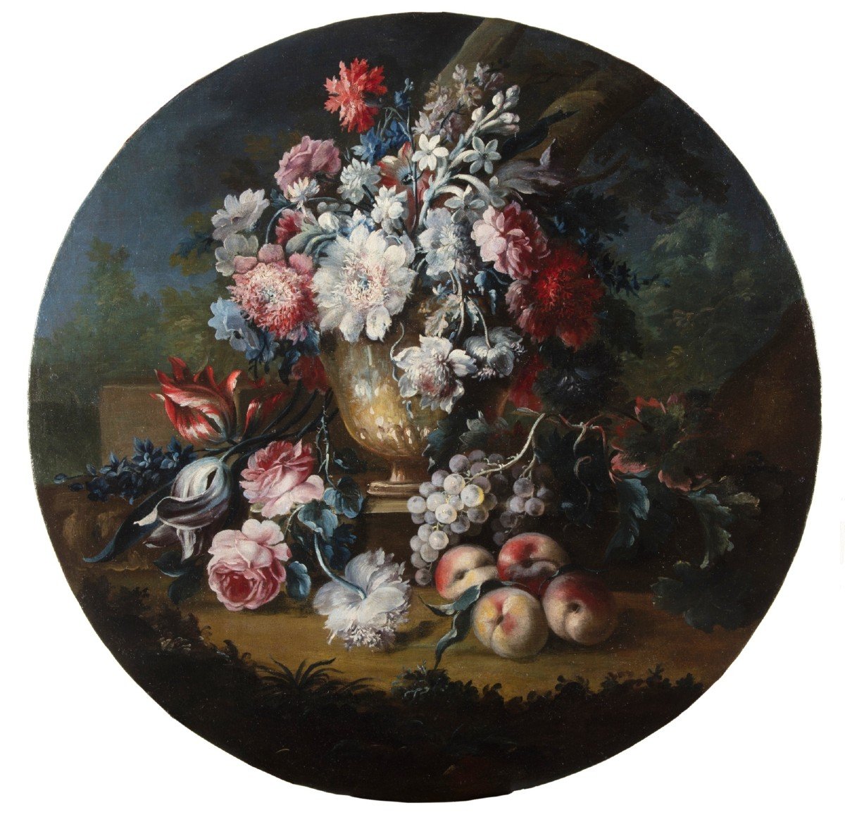 Michele Antonio Rapous, Couple De Nature Morte Avec Fleurs Et Fruits, XVIII Siècle-photo-2