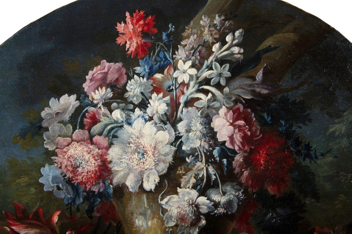 Michele Antonio Rapous, Couple De Nature Morte Avec Fleurs Et Fruits, XVIII Siècle-photo-7