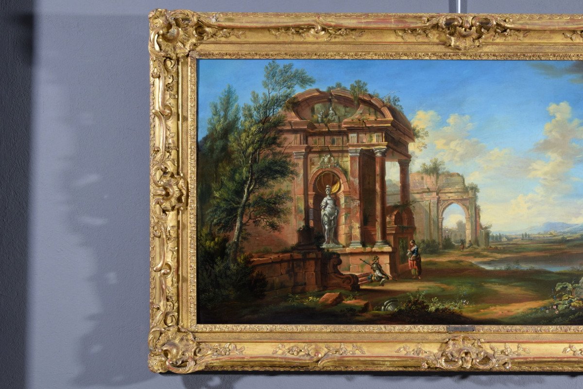 18th Century, French Painting With Landscape With Ruins -photo-1