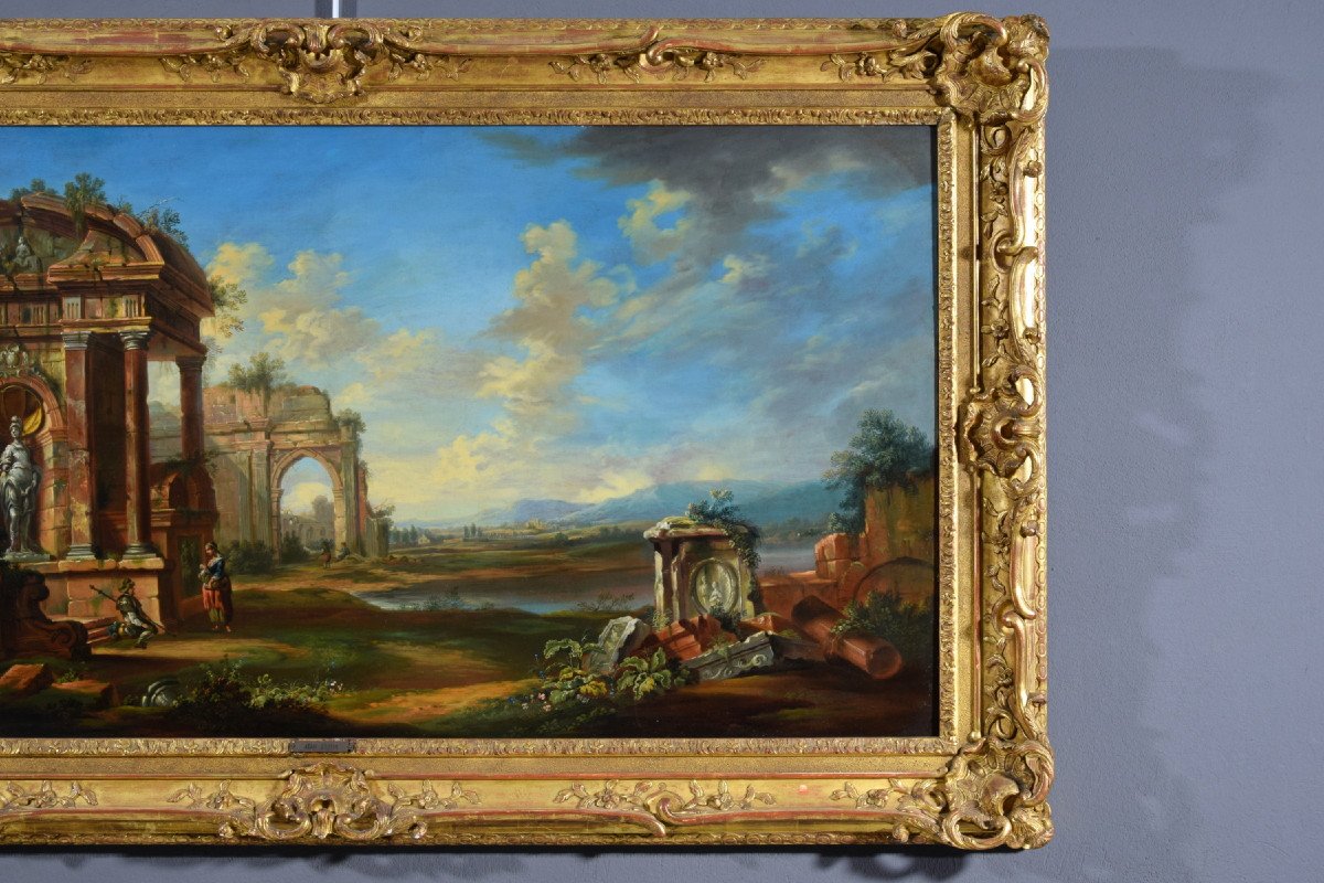  18th Century, French Painting With Landscape With Ruins -photo-2