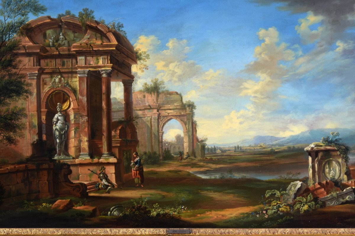  18th Century, French Painting With Landscape With Ruins -photo-5