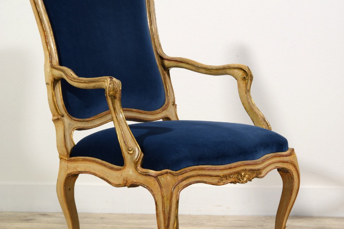 Paire De Fauteuils En Bois Laqué Et Doré, Italie Milieu Du XVIIIe Siècle, époque Baroque-photo-6