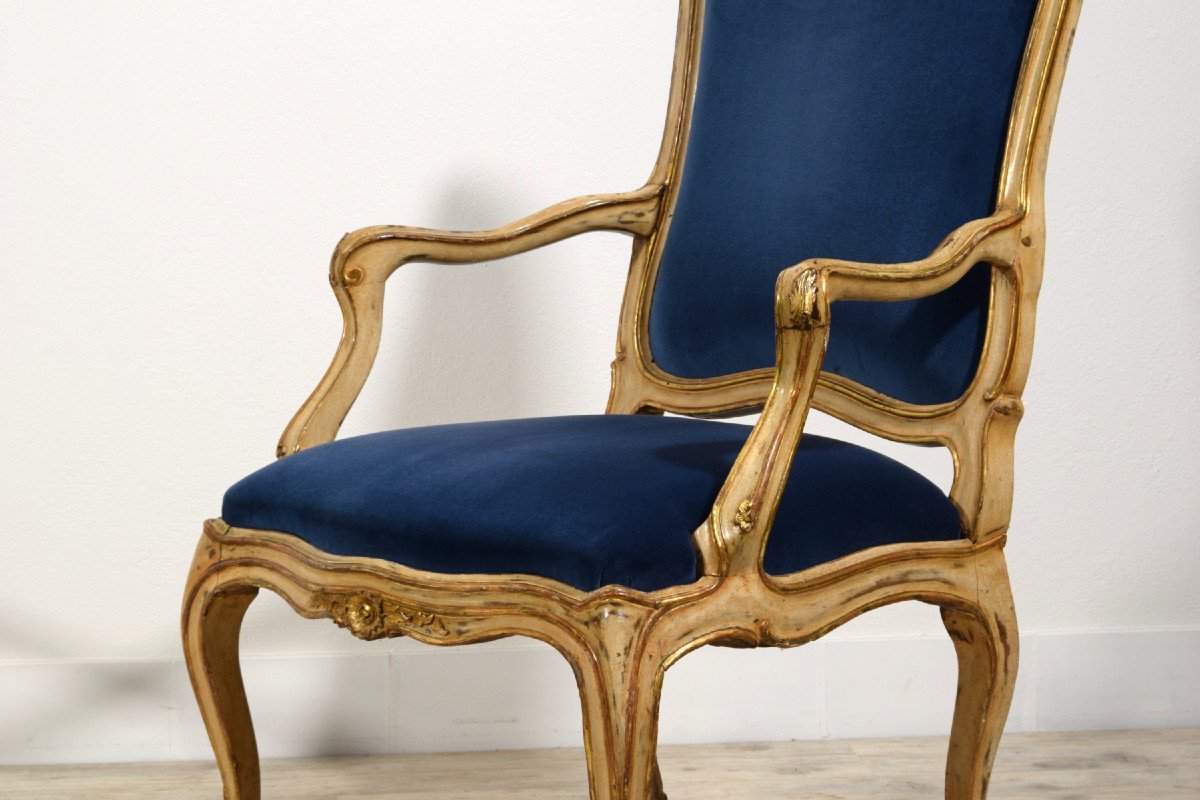 Paire De Fauteuils En Bois Laqué Et Doré, Italie Milieu Du XVIIIe Siècle, époque Baroque-photo-7