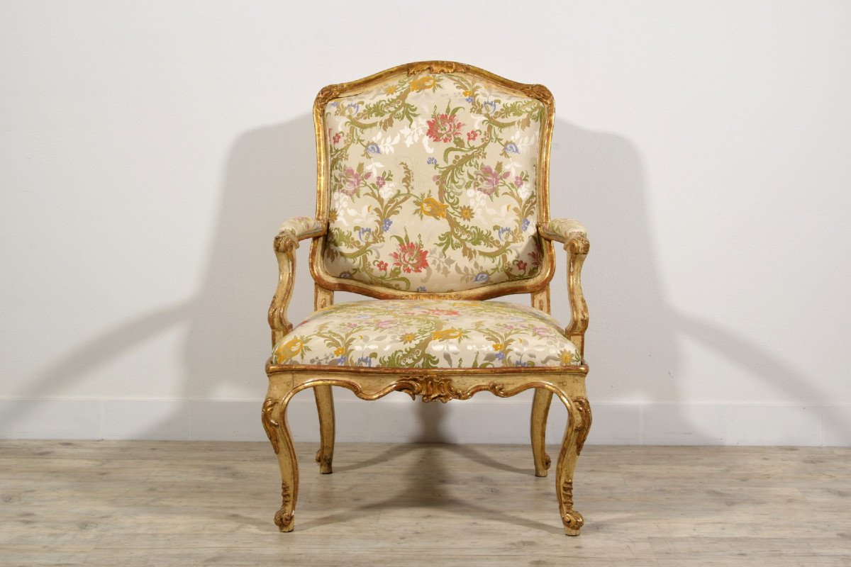 18th Century, Italian Baroque Lacquered And Giltwood Armchairs -photo-2