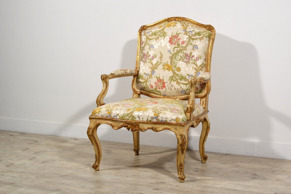 18th Century, Italian Baroque Lacquered And Giltwood Armchairs -photo-4