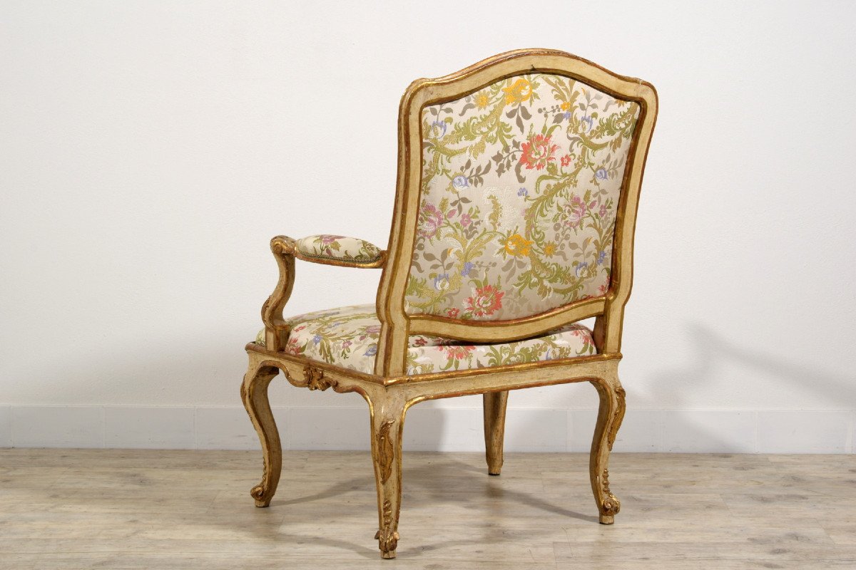 18th Century, Italian Baroque Lacquered And Giltwood Armchairs -photo-2