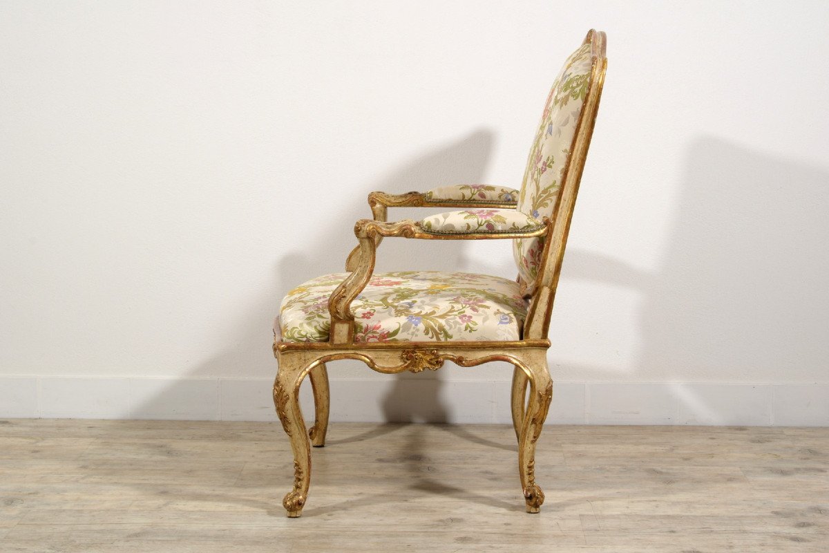 18th Century, Italian Baroque Lacquered And Giltwood Armchairs -photo-3