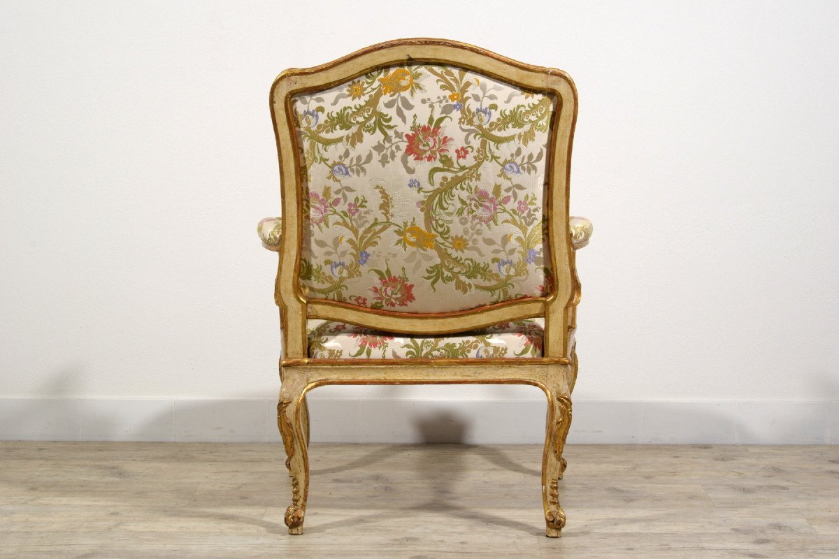 18th Century, Italian Baroque Lacquered And Giltwood Armchairs -photo-4