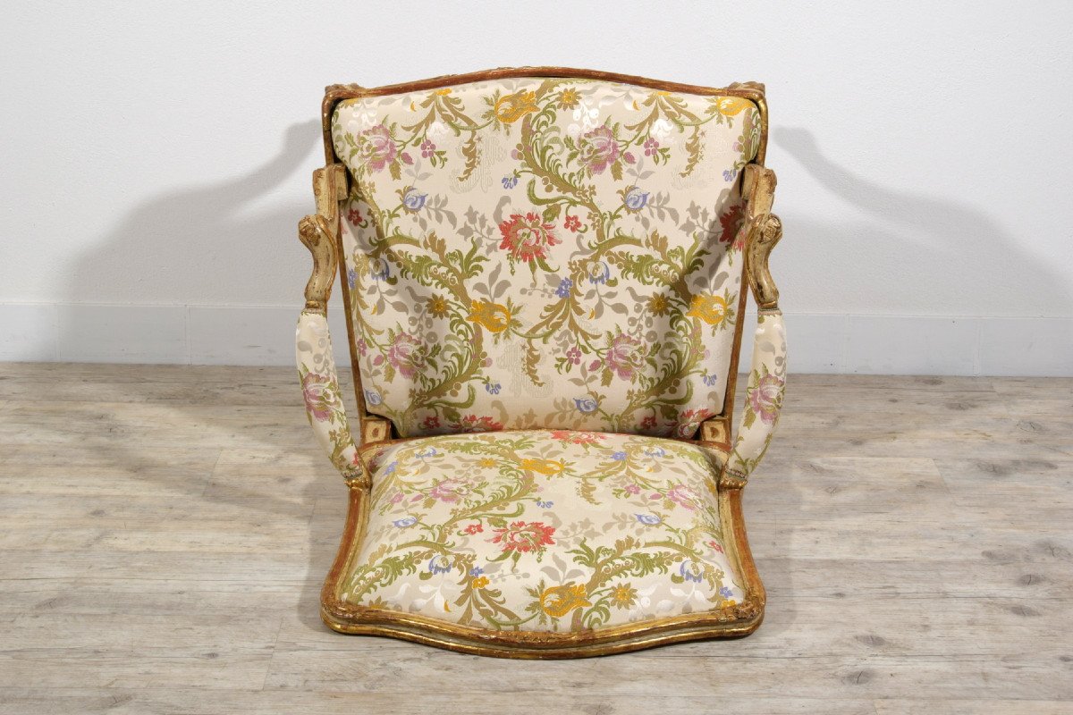 18th Century, Italian Baroque Lacquered And Giltwood Armchairs -photo-5