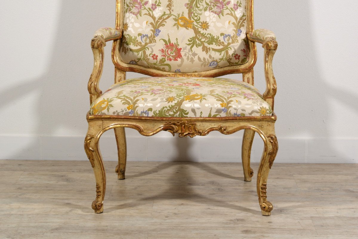 18th Century, Italian Baroque Lacquered And Giltwood Armchairs -photo-7