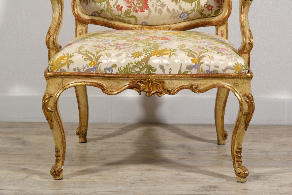 18th Century, Italian Baroque Lacquered And Giltwood Armchairs -photo-8