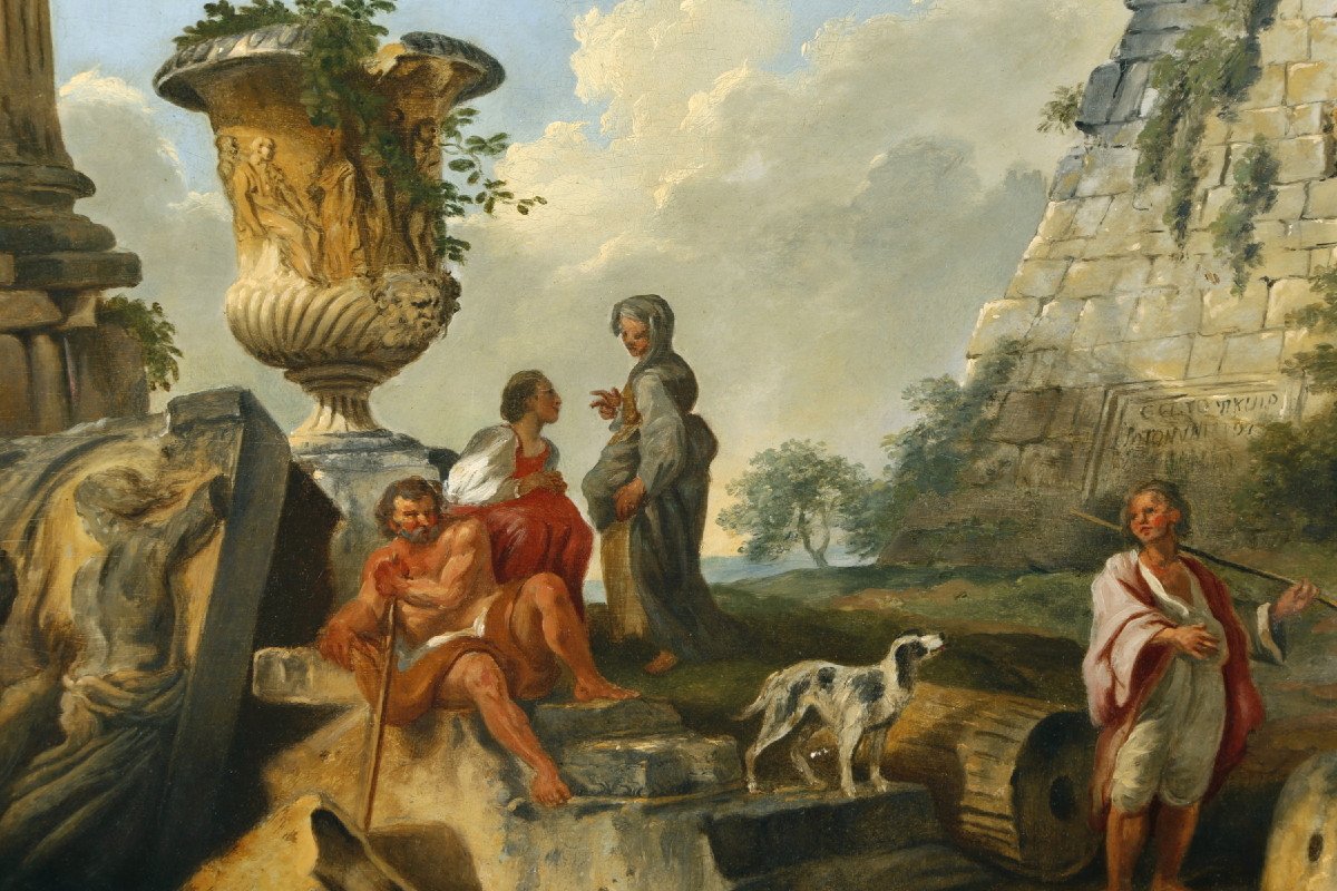 Follower Of Giovanni Paolo Panini, The Pyramid Of Caio Cestio, 18th Century-photo-3