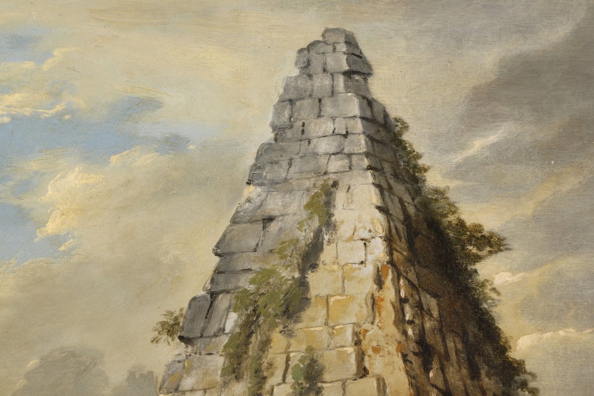 Follower Of Giovanni Paolo Panini, The Pyramid Of Caio Cestio, 18th Century-photo-1