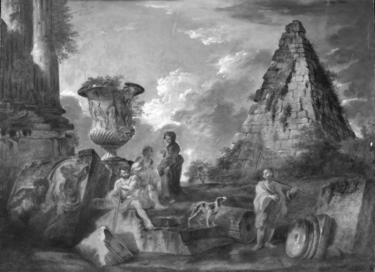 Follower Of Giovanni Paolo Panini, The Pyramid Of Caio Cestio, 18th Century-photo-6