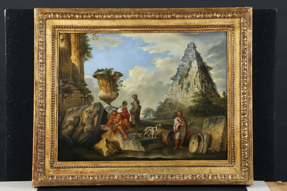 Follower Of Giovanni Paolo Panini, The Pyramid Of Caio Cestio, 18th Century-photo-7