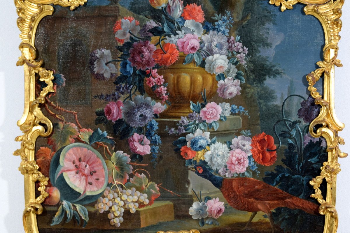 Michele Antonio Rapos (turin 1733-1819), Nature Morte De Fleurs Et De Fruits, Huile Sur Toile-photo-5