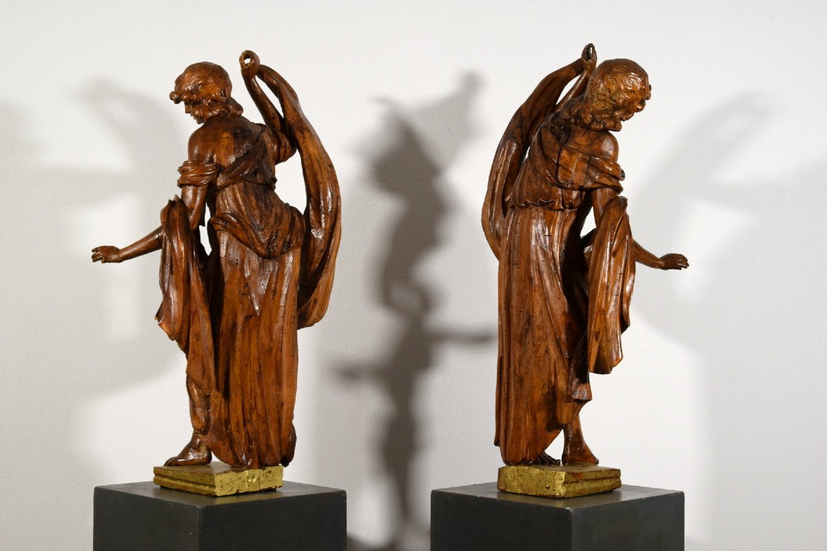 17th Century, Pair Of Italian Baroque Walnut Sculptures-photo-3