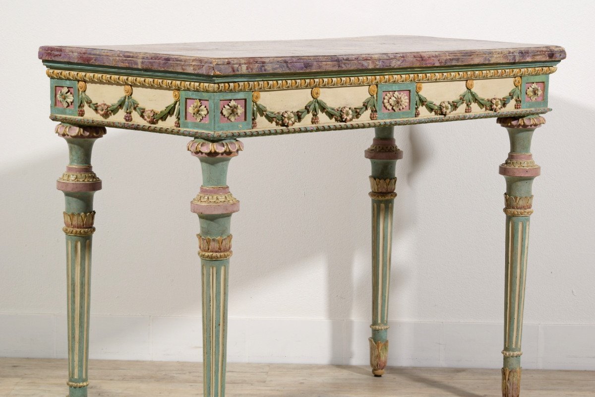 Neoclassical Console In Carved And Lacquered Wood, Italy, Late 18th Century-photo-5