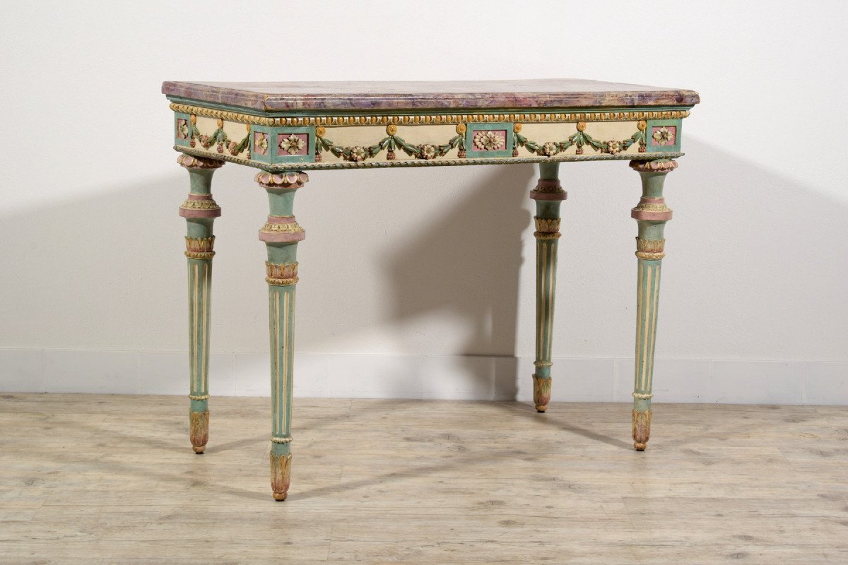 Neoclassical Console In Carved And Lacquered Wood, Italy, Late 18th Century-photo-7