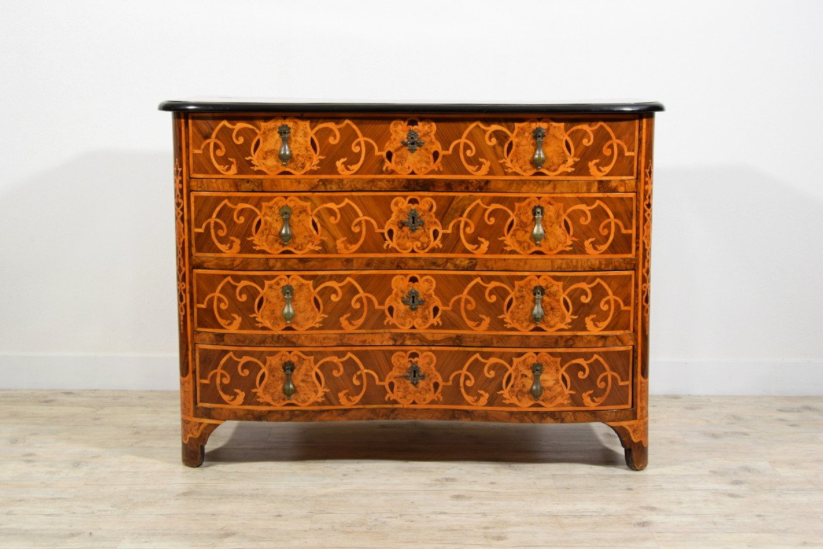 18th Century, Italian Baroque Veneering And Inlays Wood Commode -photo-2