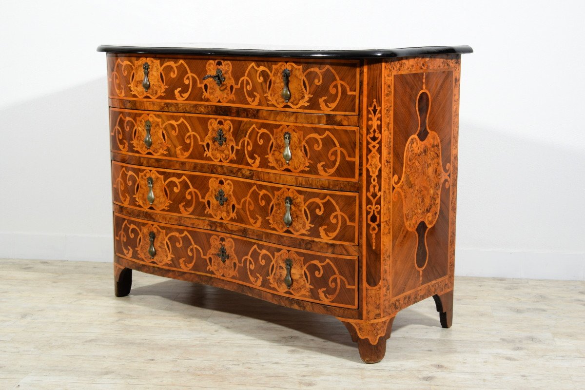 18th Century, Italian Baroque Veneering And Inlays Wood Commode -photo-3