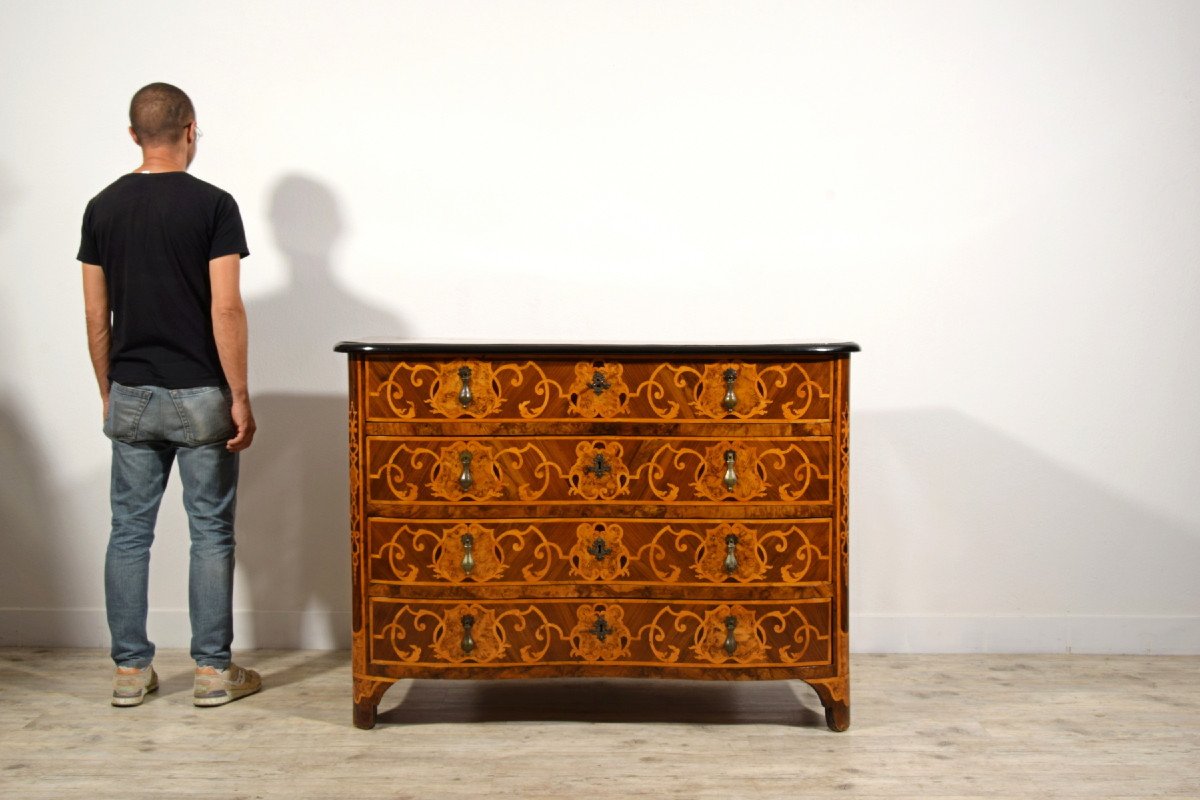 18th Century, Italian Baroque Veneering And Inlays Wood Commode -photo-6