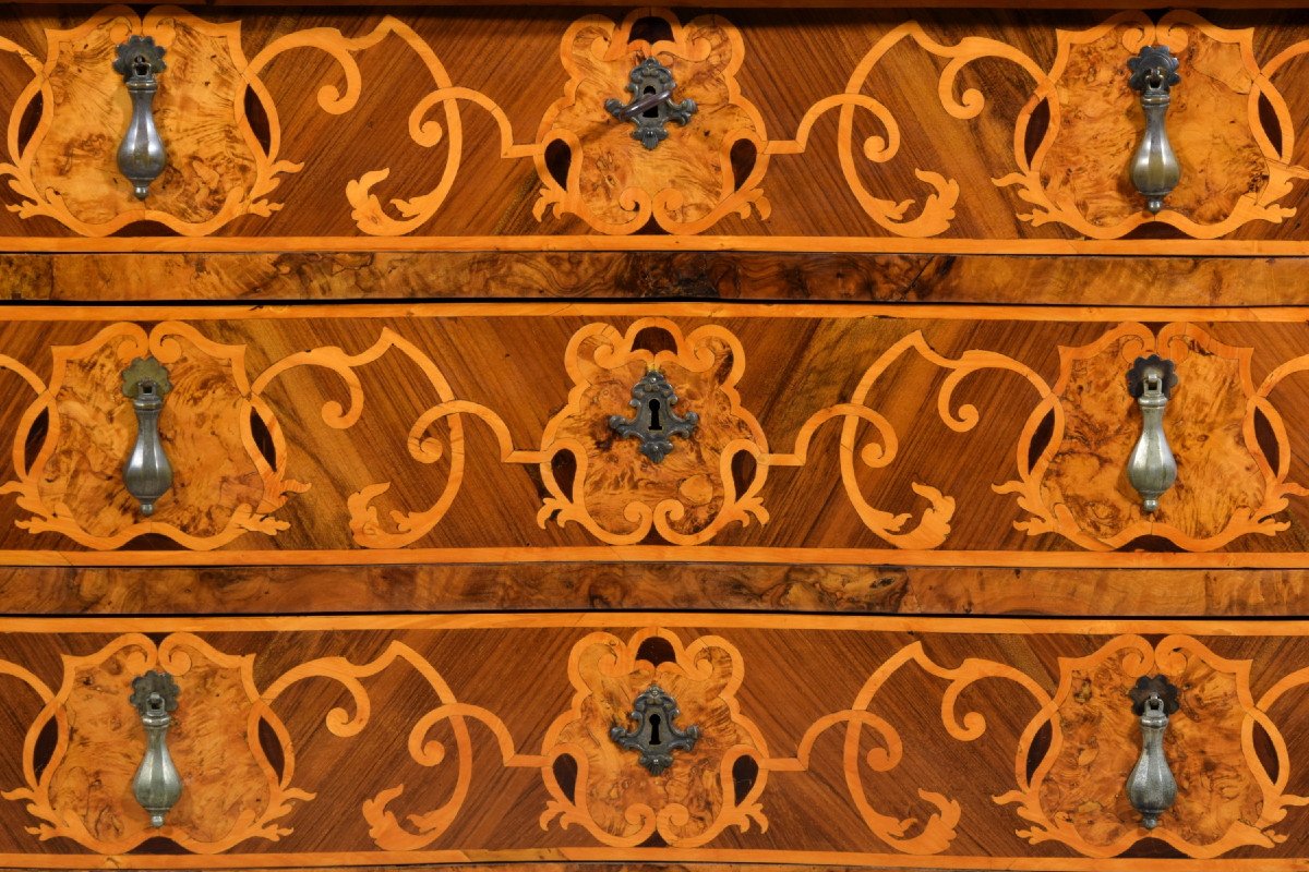 18th Century, Italian Baroque Veneering And Inlays Wood Commode -photo-7