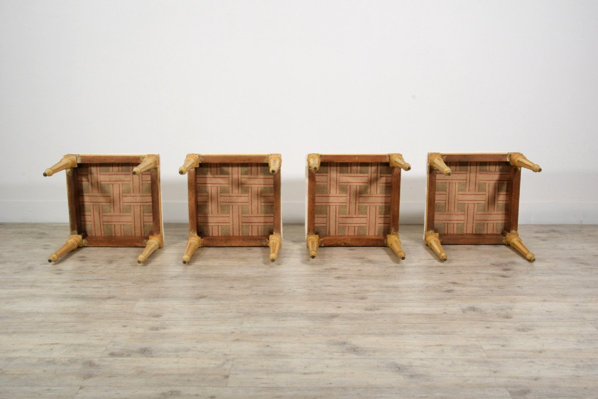 18th Century, Four Italian Lacquered Wood Stools -photo-4