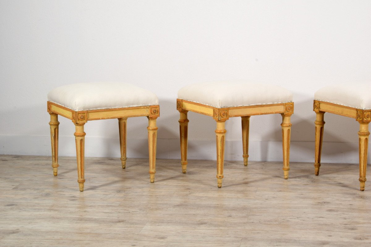 18th Century, Four Italian Lacquered Wood Stools -photo-8