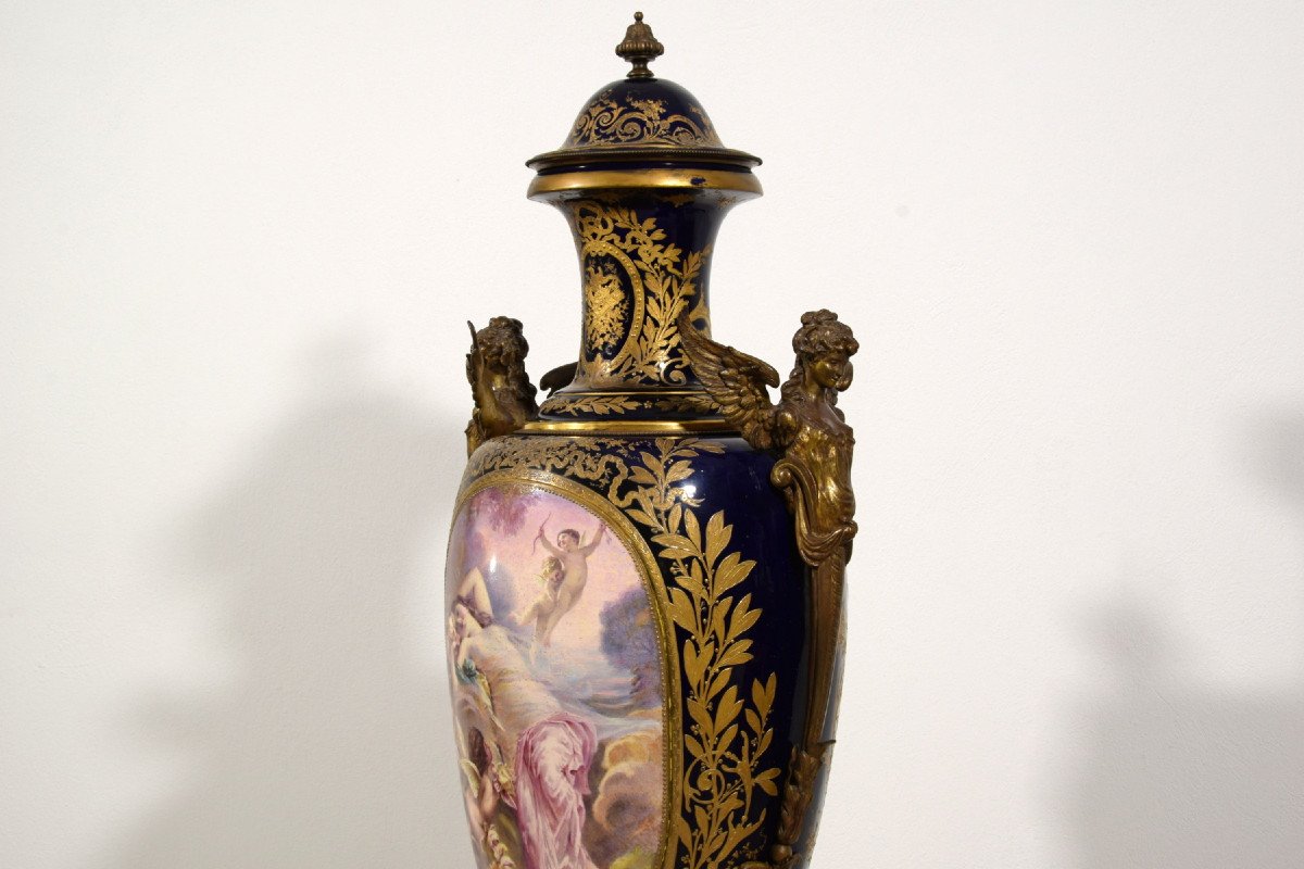 End Of 19th Century, Monumental Sèvres Polychrome Porcelain Vase -photo-8