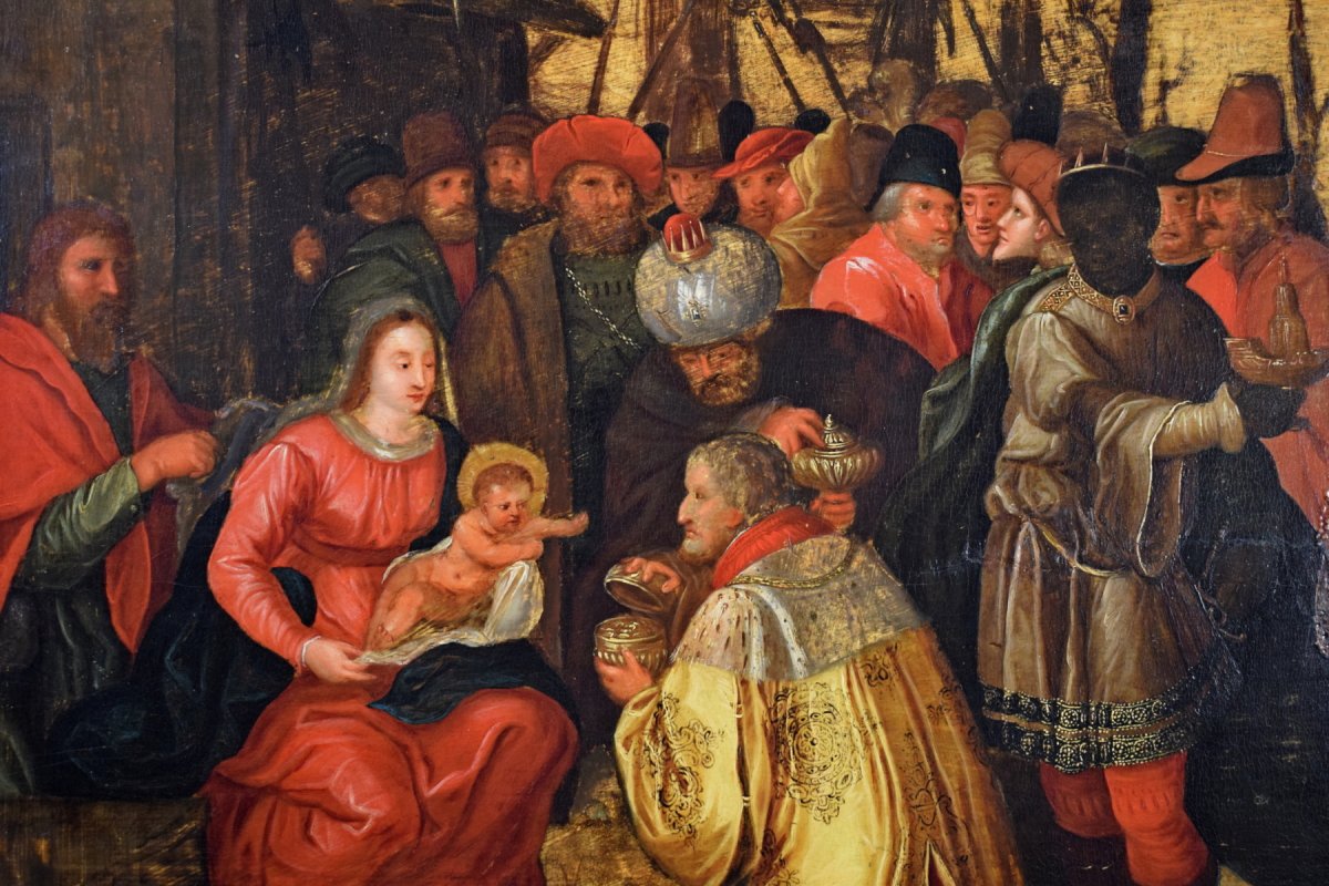 Adoration Des Mages, Frans Franken III Et Aides, Huile Sur Table, XVIIe Siècle, Flandre-photo-1