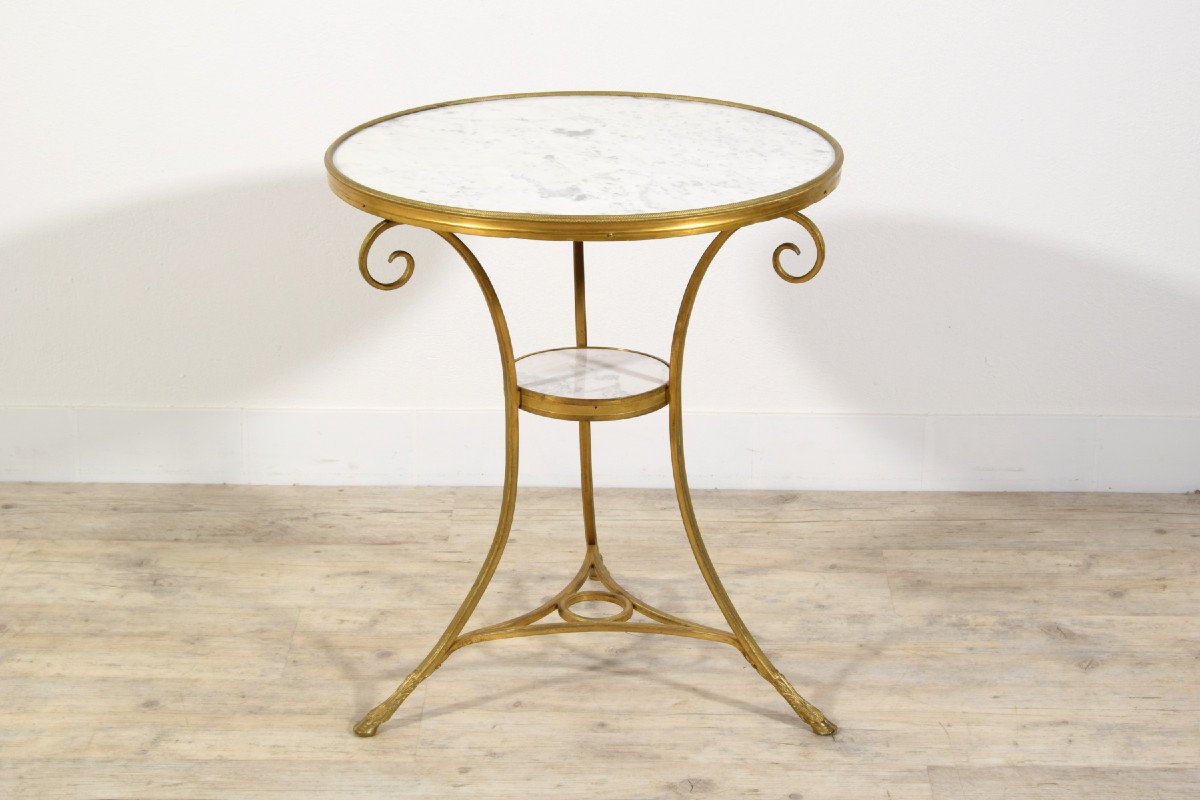 19th Century, Louis XVI Style French Gitl Bronze Tripod Coffee Table Or Gueridon-photo-2